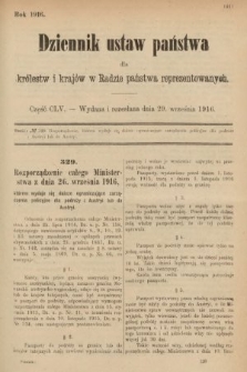 Dziennik Ustaw Państwa dla Królestw i Krajów w Radzie Państwa Reprezentowanych. 1916, nr 155