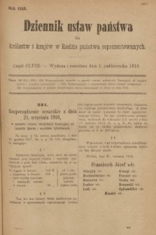 Dziennik Ustaw Państwa dla Królestw i Krajów w Radzie Państwa Reprezentowanych. 1916, nr 158
