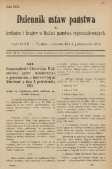 Dziennik Ustaw Państwa dla Królestw i Krajów w Radzie Państwa Reprezentowanych. 1916, nr 162