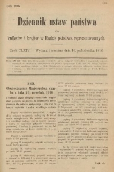 Dziennik Ustaw Państwa dla Królestw i Krajów w Radzie Państwa Reprezentowanych. 1916, nr 164