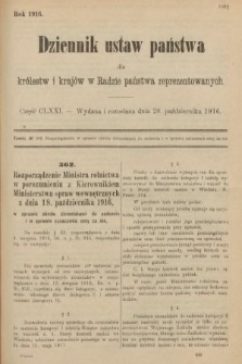 Dziennik Ustaw Państwa dla Królestw i Krajów w Radzie Państwa Reprezentowanych. 1916, nr 171