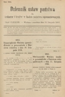 Dziennik Ustaw Państwa dla Królestw i Krajów w Radzie Państwa Reprezentowanych. 1916, nr 183