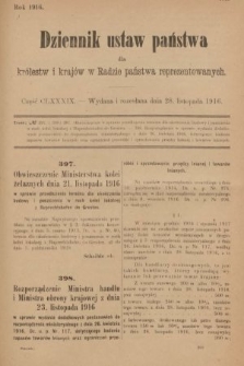 Dziennik Ustaw Państwa dla Królestw i Krajów w Radzie Państwa Reprezentowanych. 1916, nr 189