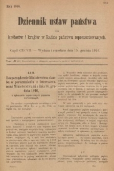 Dziennik Ustaw Państwa dla Królestw i Krajów w Radzie Państwa Reprezentowanych. 1916, nr 197