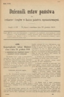 Dziennik Ustaw Państwa dla Królestw i Krajów w Radzie Państwa Reprezentowanych. 1916, nr 203