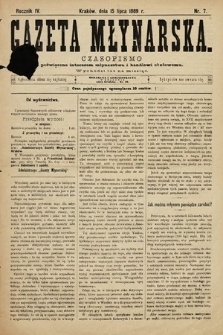 Gazeta Młynarska : czasopismo poświęcone interesom młynarstwa i handlowi zbożowemu. 1889, nr 7