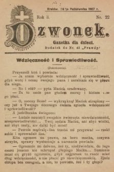 Dzwonek : gazetka dla dzieci. 1907, nr 22