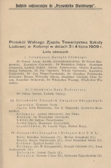 Protokół Walnego Zjazdu Towarzystwa Szkoły Ludowej w Kołomyi w dniach 3 i 4 lipca 1909 r.