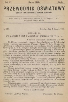 Przewodnik Oświatowy : organ Towarzystwa Szkoły Ludowej. 1922, nr 3