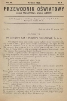 Przewodnik Oświatowy : organ Towarzystwa Szkoły Ludowej. 1922, nr 4
