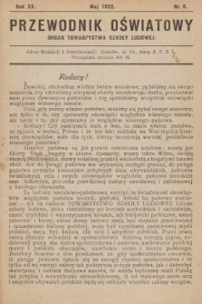 Przewodnik Oświatowy : organ Towarzystwa Szkoły Ludowej. 1922, nr 5