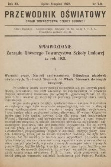 Przewodnik Oświatowy : organ Towarzystwa Szkoły Ludowej. 1922, nr 7-8