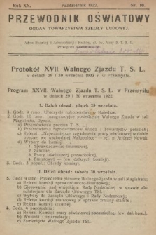 Przewodnik Oświatowy : organ Towarzystwa Szkoły Ludowej. 1922, nr 10