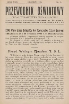 Przewodnik Oświatowy : organ Towarzystwa Szkoły Ludowej. 1926, nr 8