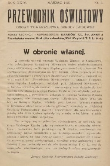 Przewodnik Oświatowy : organ Towarzystwa Szkoły Ludowej. 1927, nr 3