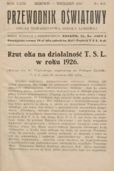 Przewodnik Oświatowy : organ Towarzystwa Szkoły Ludowej. 1927, nr 8-9