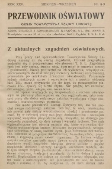 Przewodnik Oświatowy : organ Towarzystwa Szkoły Ludowej. 1928, nr 8-9