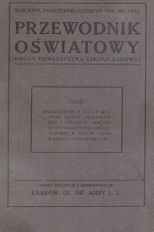Przewodnik Oświatowy : organ Towarzystwa Szkoły Ludowej. 1929, nr 10-11