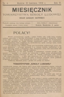 Miesięcznik Towarzystwa Szkoły Ludowej : organ Zarządu Głównego. 1902, nr 4