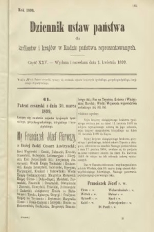 Dziennik Ustaw Państwa dla Królestw i Krajów w Radzie Państwa Reprezentowanych. 1899, cz. 25