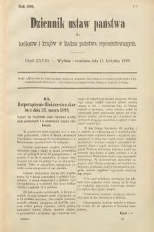 Dziennik Ustaw Państwa dla Królestw i Krajów w Radzie Państwa Reprezentowanych. 1899, cz. 28