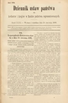Dziennik Ustaw Państwa dla Królestw i Krajów w Radzie Państwa Reprezentowanych. 1899, cz. 31