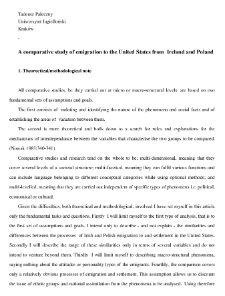 A comparative study of emigration to the United States from Ireland and Poland