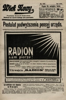 Wiek Nowy : popularny dziennik ilustrowany. 1926, nr 7564