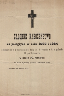 Żałobne Nabożeństwo za poległych w roku 1863 i 1864