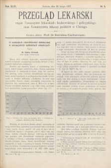 Przegląd Lekarski : Organ Towarzystw Lekarskich Krakowskiego i Galicyjskiego, oraz Towarzystwa Lekarzy Polskich w Chicago. 1907, nr 8