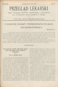 Przegląd Lekarski : Organ Towarzystw Lekarskich Krakowskiego i Galicyjskiego, oraz Towarzystwa Lekarzy Polskich w Chicago. 1907, nr 29