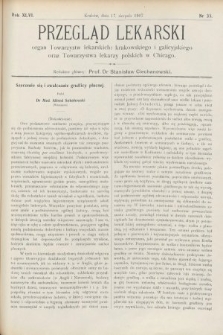 Przegląd Lekarski : Organ Towarzystw Lekarskich Krakowskiego i Galicyjskiego, oraz Towarzystwa Lekarzy Polskich w Chicago. 1907, nr 33