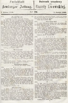 Amtsblatt zur Lemberger Zeitung = Dziennik Urzędowy do Gazety Lwowskiej. 1866, nr 26