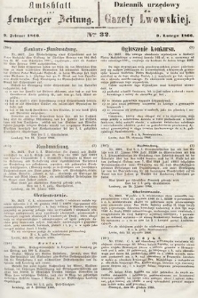 Amtsblatt zur Lemberger Zeitung = Dziennik Urzędowy do Gazety Lwowskiej. 1866, nr 32