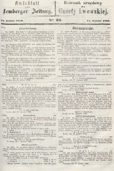 Amtsblatt zur Lemberger Zeitung = Dziennik Urzędowy do Gazety Lwowskiej. 1866, nr 36