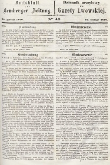 Amtsblatt zur Lemberger Zeitung = Dziennik Urzędowy do Gazety Lwowskiej. 1866, nr 41