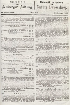 Amtsblatt zur Lemberger Zeitung = Dziennik Urzędowy do Gazety Lwowskiej. 1866, nr 46