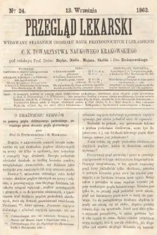 Przegląd Lekarski : wydawany staraniem Oddziału Nauk Przyrodniczych i Lekarskich C. K. Towarzystwa Naukowego Krakowskiego. 1862, nr 24