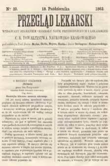 Przegląd Lekarski : wydawany staraniem Oddziału Nauk Przyrodniczych i Lekarskich C. K. Towarzystwa Naukowego Krakowskiego. 1862, nr 29