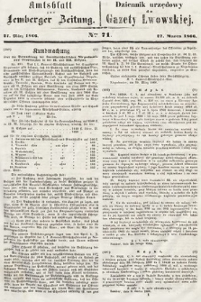 Amtsblatt zur Lemberger Zeitung = Dziennik Urzędowy do Gazety Lwowskiej. 1866, nr 71