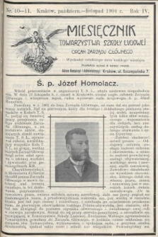 Miesięcznik Towarzystwa Szkoły Ludowej : organ Zarządu Głównego. 1904, nr 10-11