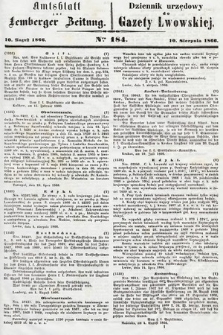 Amtsblatt zur Lemberger Zeitung = Dziennik Urzędowy do Gazety Lwowskiej. 1866, nr 184
