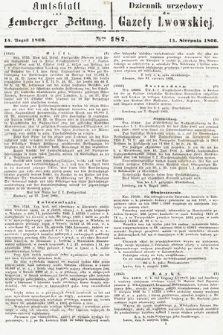 Amtsblatt zur Lemberger Zeitung = Dziennik Urzędowy do Gazety Lwowskiej. 1866, nr 187