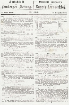 Amtsblatt zur Lemberger Zeitung = Dziennik Urzędowy do Gazety Lwowskiej. 1866, nr 189