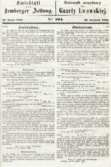 Amtsblatt zur Lemberger Zeitung = Dziennik Urzędowy do Gazety Lwowskiej. 1866, nr 194