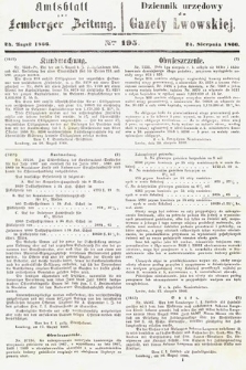 Amtsblatt zur Lemberger Zeitung = Dziennik Urzędowy do Gazety Lwowskiej. 1866, nr 195