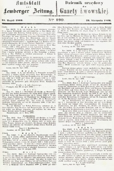Amtsblatt zur Lemberger Zeitung = Dziennik Urzędowy do Gazety Lwowskiej. 1866, nr 199