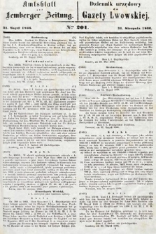 Amtsblatt zur Lemberger Zeitung = Dziennik Urzędowy do Gazety Lwowskiej. 1866, nr 201