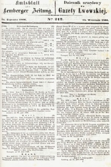 Amtsblatt zur Lemberger Zeitung = Dziennik Urzędowy do Gazety Lwowskiej. 1866, nr 212