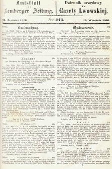 Amtsblatt zur Lemberger Zeitung = Dziennik Urzędowy do Gazety Lwowskiej. 1866, nr 213